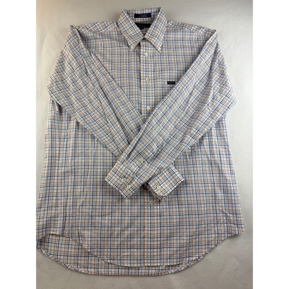 Faconnable Mens Check Plaid Button Up Long Sleeve Casual Shirt Medium - Picture 1 of 8
